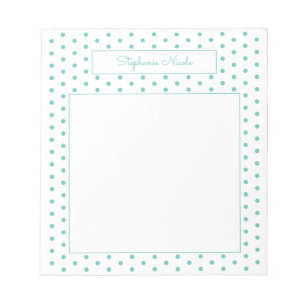 Simple Polka Aqua Personalisiert Lined Notizblock
