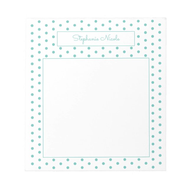 Simple Polka Aqua Personalisiert Lined Notizblock (Vorderseite)