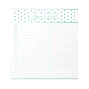Simple Polka Dot AquaTwo Column Checklist Notizblock