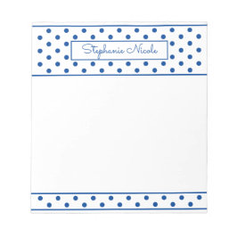 Simple Polka Dot Blue Personalisiert Notizblock