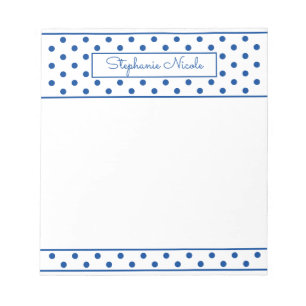 Simple Polka Dot Blue Personalisiert Notizblock