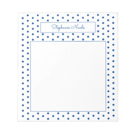 Simple Polka Dot Blue Personalisiert Thin Border Notizblock