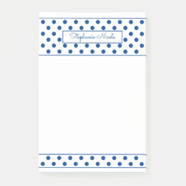 Simple Polka Dot Blue Personalisiert Thin Border Post-it Klebezettel