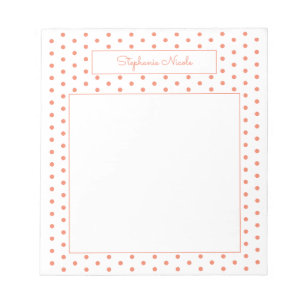 Simple Polka Dot Orange Personalisierte dünne Gren Notizblock