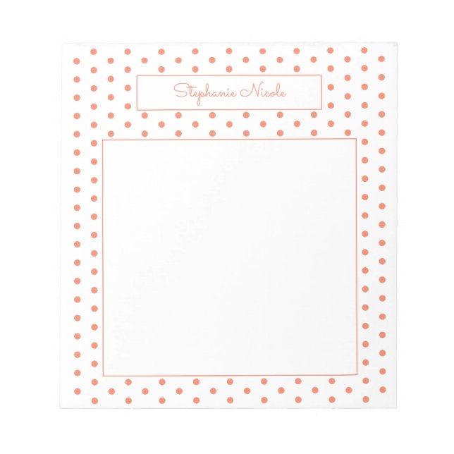 Simple Polka Dot Orange Personalisierte dünne Gren Notizblock (Vorderseite)