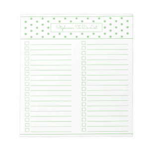 Simple Polka Dot Sage Two Column To Do Checklist Notizblock