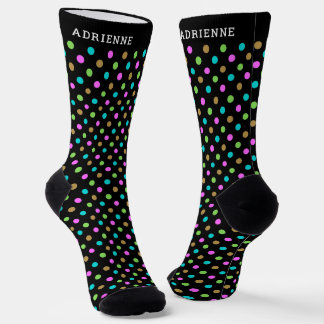 Simple Polka Dots Pattern Personalized Black Socken