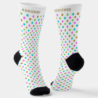 Simple Polka Dots Pattern Personalized White Socken