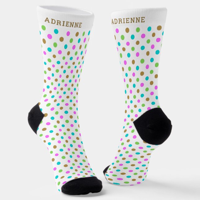 Simple Polka Dots Pattern Personalized White Socken (Gewinkelt)
