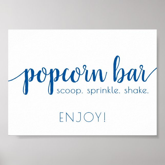 Simple Popcorn Bar | French Blue Any Event Sign Poster (Vorne)