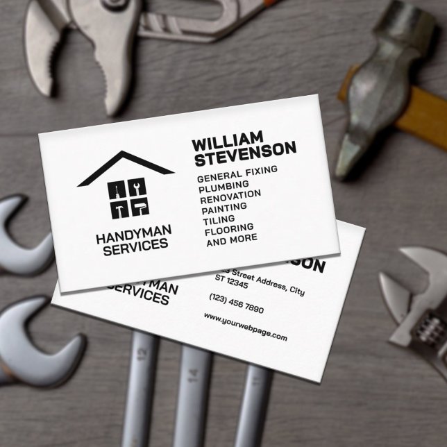 Simple professional handyman Business Card Visitenkarte (Von Creator hochgeladen)