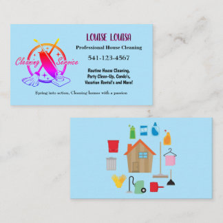 Simple Professional House Cleaning Business Cards Visitenkarte
