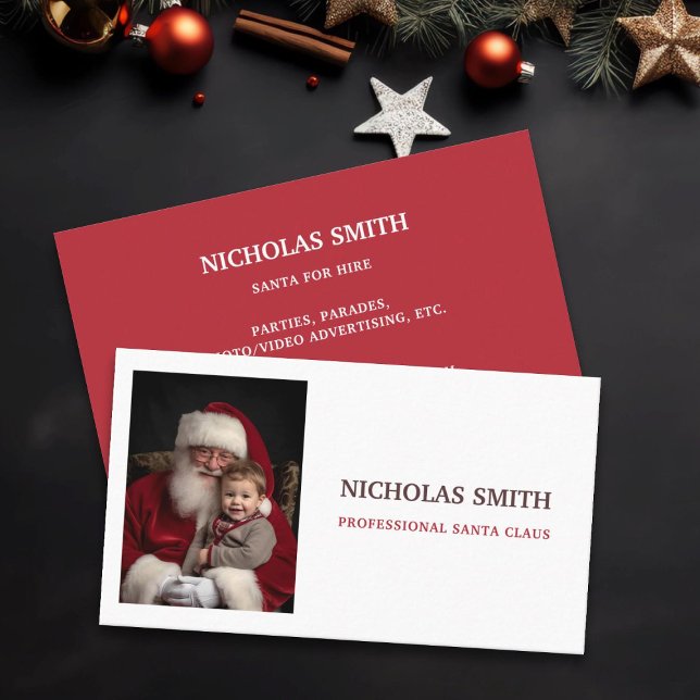 Simple Professional Santa Claus Photo  Visitenkarte (Von Creator hochgeladen)