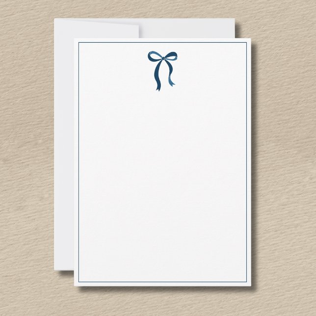 Simple Prussian Blue Bow Thin Border No text Mitteilungskarte (Von Creator hochgeladen)
