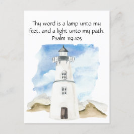 Simple Psalm Watercolor Blue Sky Lighthouse Postkarte
