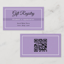 Simple Purple Babyshower QRRegistry Enclosure Card Begleitkarte