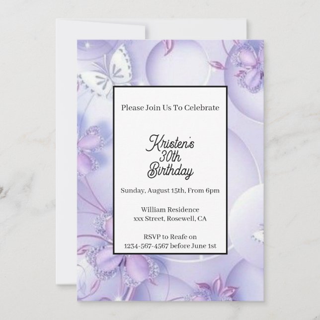 Simple Purple Thème Anniversaire Invitation (Devant)