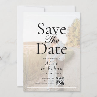 Simple QR Code Photo Wedding Save The Date