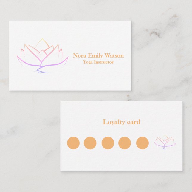 Simple Rainbow Lotus Flower Business Flat Treuekarte (Vorne/Hinten)