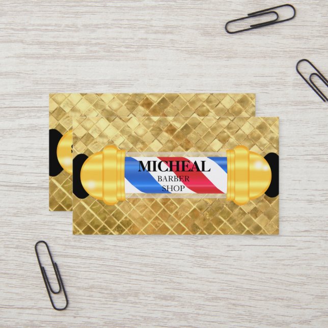 Simple Razor Gold Blade Barber Visitenkarte (Vorderseite/Rückseite Beispiel)