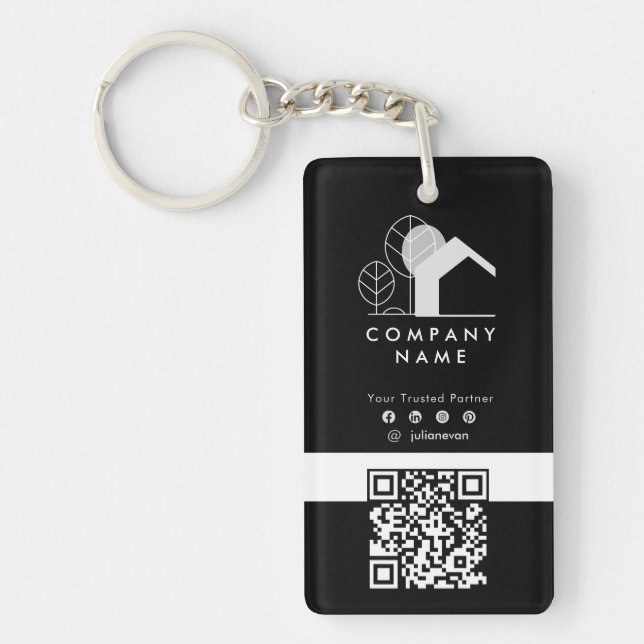 Simple Real Estate Company Code Qr noir et blanc (Devant)