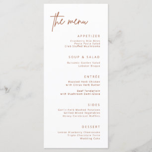 Simple réception de mariage Menu du dîner formel