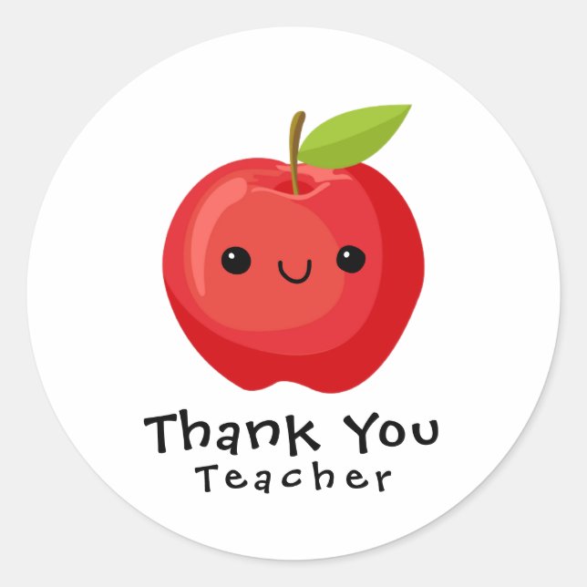 Simple Red Apple Danke, dass Sie Lehrer Runder Aufkleber (Vorderseite)