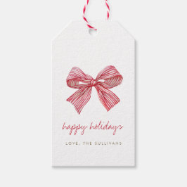 Simple Red Candy Stripe Bow Weihnachten Geschenkanhänger
