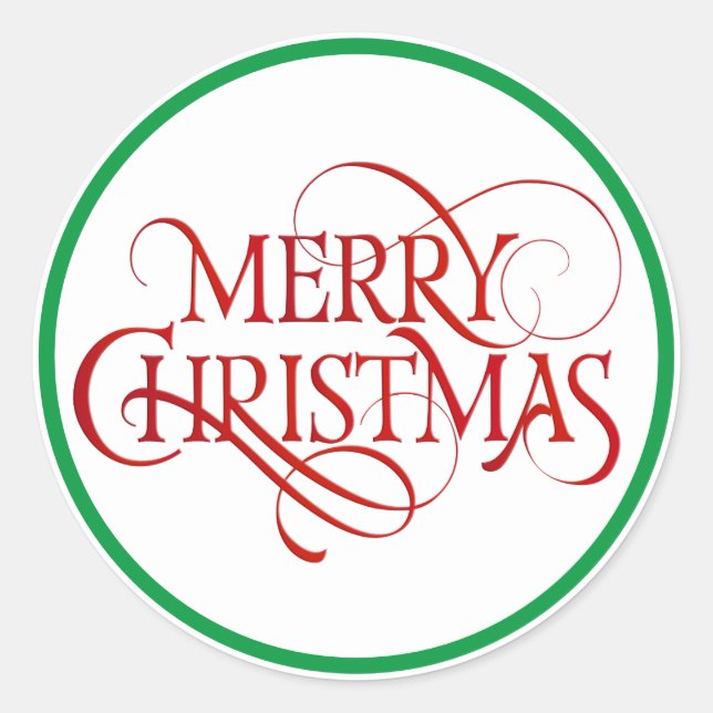 Simple Red Merry Christmas Elegant Runder Aufkleber (Vorderseite)