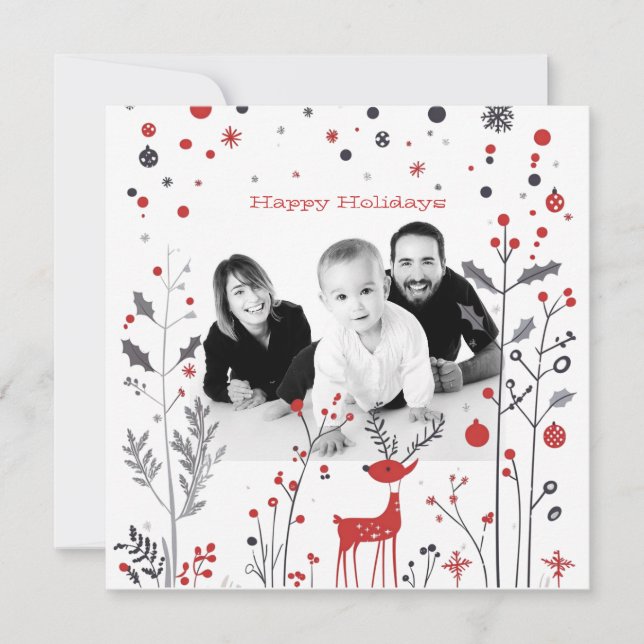 Simple Rentier Family Foto Weihnachtskarte (Vorderseite)
