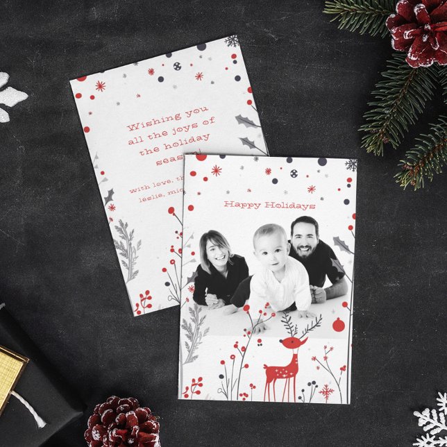 Simple Rentier Family Foto Weihnachtskarte Einladung (Von Creator hochgeladen)