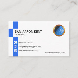 Simple Retro Bright Blue Strip Icons Gründer CEO Visitenkarte