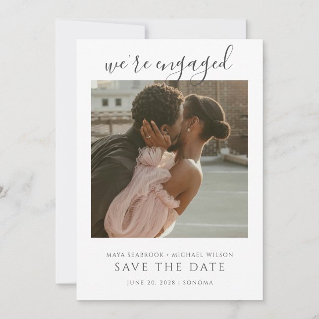 Simple Romantic Photo Wedding Save The Date Einladung (Vorderseite)