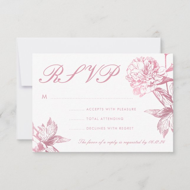Simple Rose Gold Moderne Mariage Floral RSVP (Devant)