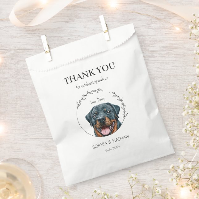 Simple Rottweiler Dog Wedding Danke Geschenktütchen (Ausgeschnitten)