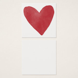 Simple, rouge, Aquarelle Coeur 14 Cartes de notes