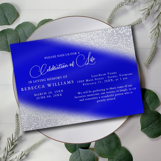 Simple Royal Blue Celebration of Life Invitations Einladung (Von Creator hochgeladen)