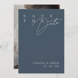 Simple Royal Blue Opulence Modernes Foto Hochzeit Save The Date