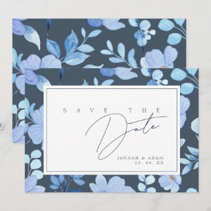 Simple Royal Blue Opulence Wildblumen Hochzeit Save The Date