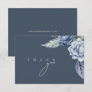 Simple Royal Blue Rose Floral Wedding Dankeskarte