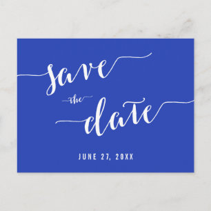 Simple Royal Blue Save the Date Postkarten
