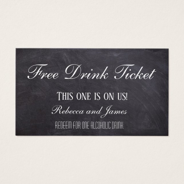Simple Rustic Chalkboard Mariage Billet de boisson (Devant)