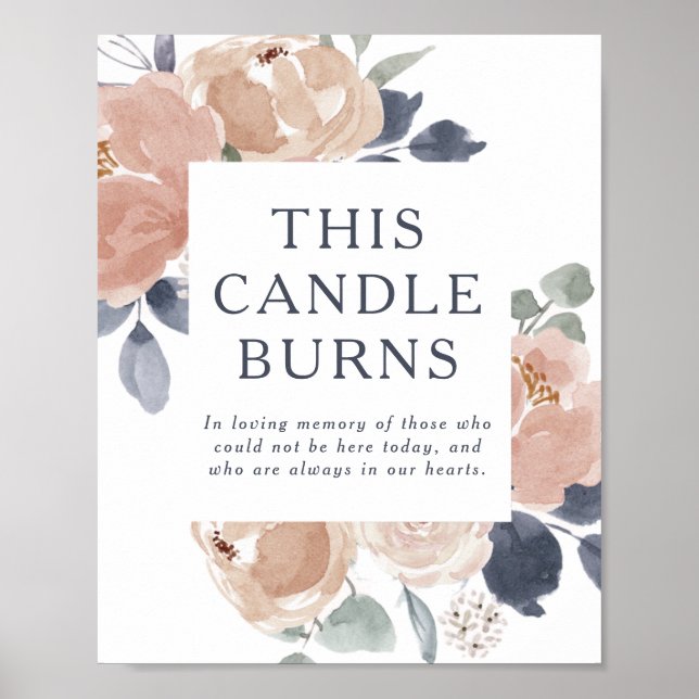 Simple Rustic Floral This Candle Burns Wedding Poster (Vorne)