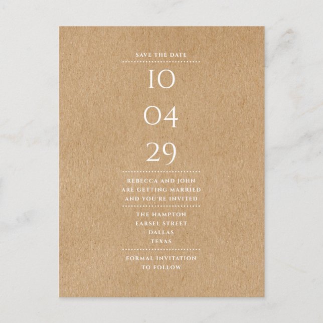 Simple Rustique Faire-Part de Mariage (Devant)