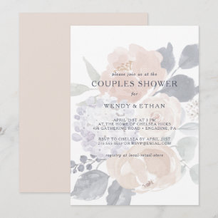 Simple Rustique Floral Couples Douche Invitation