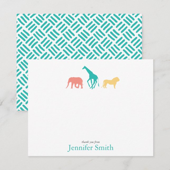 Simple Safari Animal Personalize Stationery Boy Einladung (Vorne/Hinten)