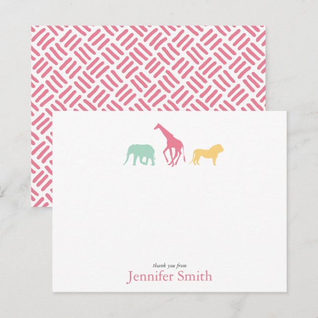 Simple Safari Animal Personalize Stationery Einladung (Vorne/Hinten)