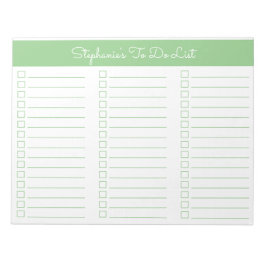 Simple Sage Green 8.5x11 Three Column Checklist Notizblock