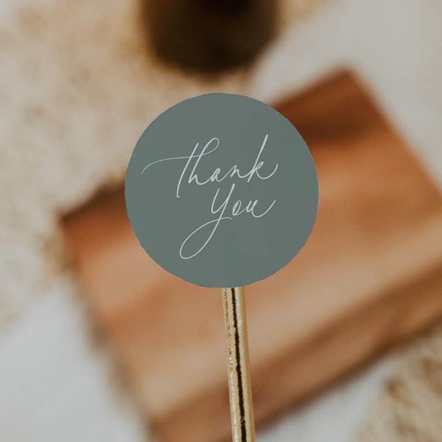 Simple Sage Green Calligraphy Script Vielen Dank Runder Aufkleber (Von Creator hochgeladen)