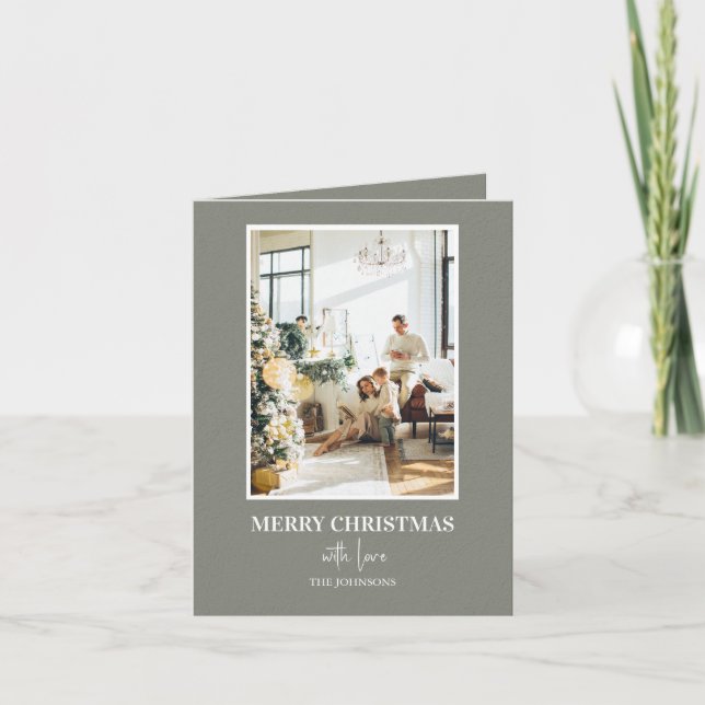 Simple Sage Green Christmas Photo Feiertagskarte (Vorderseite)